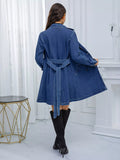 Belted Double-Breasted Denim Jacket thumbnail 5