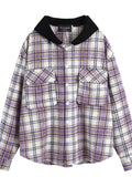 Men's Plaid Button Up Hooded Shirt thumbnail 2