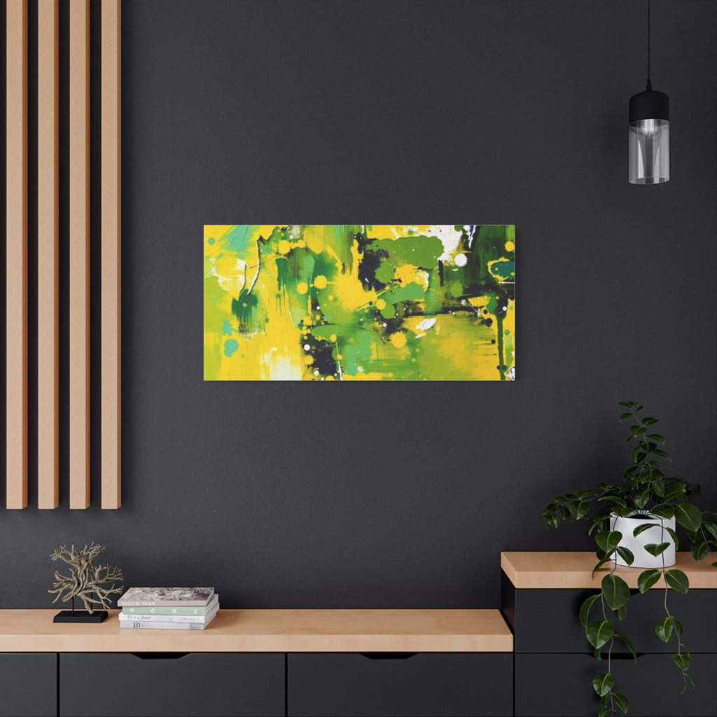 Abstract Green & Yellow Matte Canvas Print – Vibrant Modern Wall Art