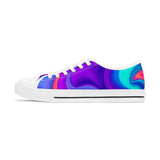 Women's Low Top Sneakers — Iridescent Purple Blue Swirl Casual Canvas Shoes thumbnail 3