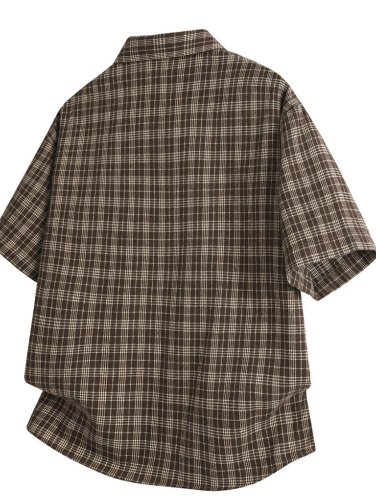 Men's Plus Size Plaid Short Sleeve Shirt