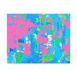 Neon Splash Abstract Canvas Print – Bright Pink & Aqua Modern Wall Art thumbnail 4