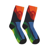 Colorful Abstract Flame Mid-Length Socks – Vibrant Rainbow Art Crew Socks thumbnail 7