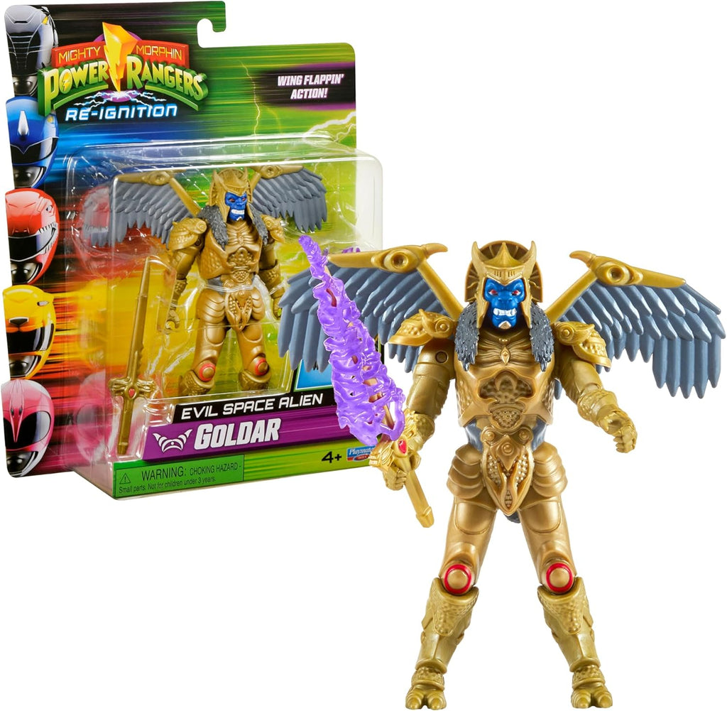 Mighty Morphin Power Rangers Re-Ignition Auto-Morphin Action Figures – Black Ranger, Red Ranger, Goldar, Rita Repulsa & Putty Patroller