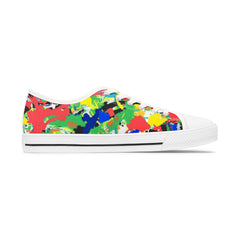Colorful abstract-patterned sneaker on a white background