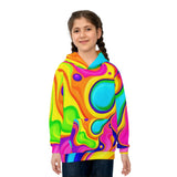Kids' Psychedelic Rainbow Hoodie — Vibrant Swirl All-Over Print thumbnail 4
