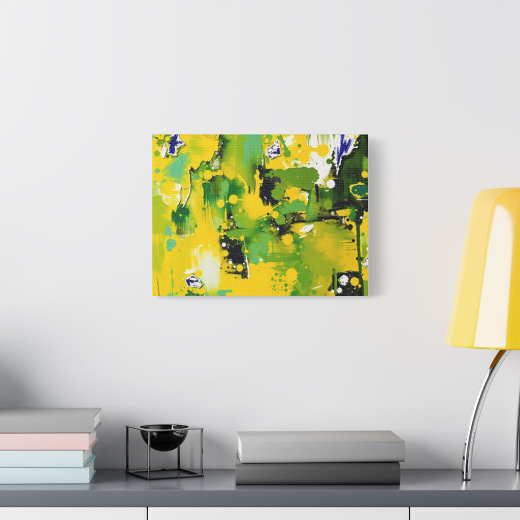 Abstract Green & Yellow Matte Canvas Print – Vibrant Modern Wall Art