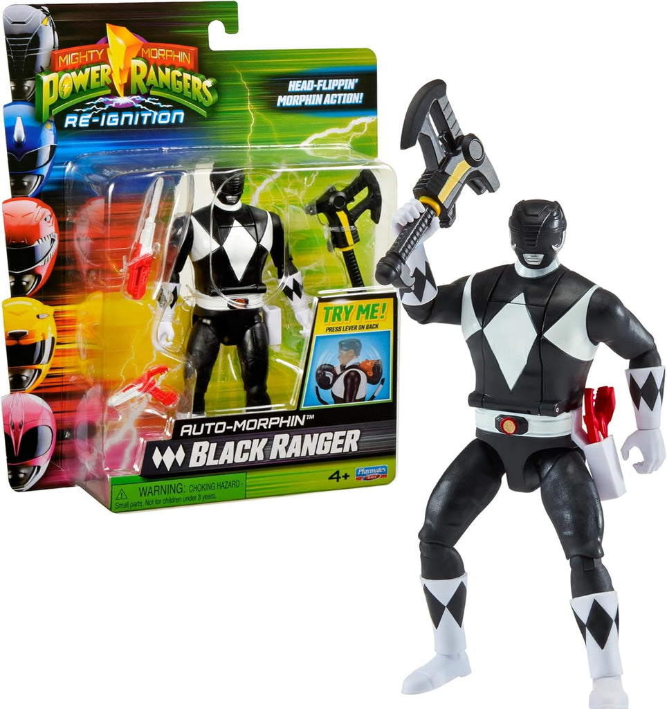 Mighty Morphin Power Rangers Re-Ignition Auto-Morphin Action Figures – Black Ranger, Red Ranger, Goldar, Rita Repulsa & Putty Patroller