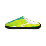 Colorful Abstract Men’s Indoor Slippers — Bright Yellow Artistic House Shoes thumbnail 3