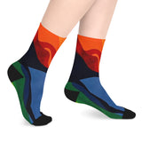 Colorful Abstract Flame Mid-Length Socks – Vibrant Rainbow Art Crew Socks thumbnail 6