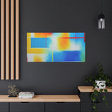 Abstract Color Field Matte Canvas Print — Vibrant Blue, Yellow & Red Stretched Wall Art thumbnail 85