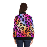 Rainbow Leopard Bomber Jacket — Women's Colorful Animal Print thumbnail 4
