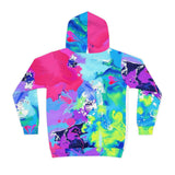 Kids' Neon Splash Hoodie – Colorful Abstract All-Over Print thumbnail 3