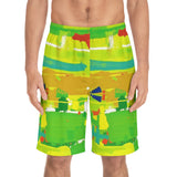 Men's Vibrant Abstract Board Shorts — Tropical Green AOP thumbnail 3