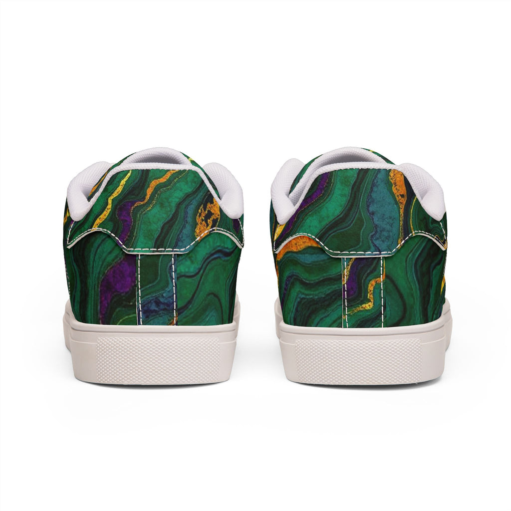 Low-Top Sneakers — Green Marble Swirl Leather Design