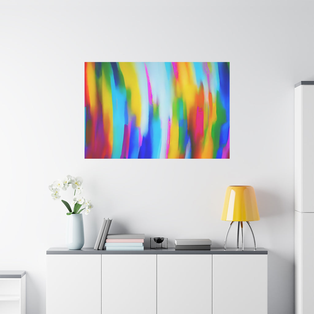 Abstract Rainbow Waves Matte Canvas Print — Vibrant Colorful Wall Art