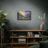 Sunset Valley Landscape Canvas Print — Cottage, Mountains & Wildflowers Matte Stretched thumbnail 12