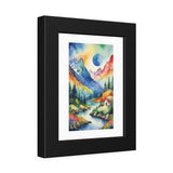 Framed Mountain Landscape Poster — Colorful Watercolor Cabin Print thumbnail 2