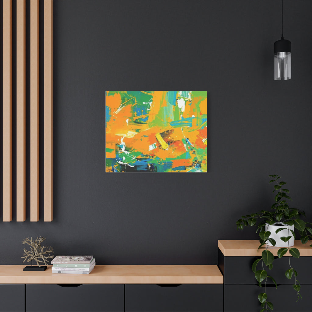 Abstract Orange & Green Canvas Art — Vibrant Modern Wall Decor