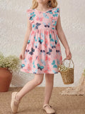 Children's Butterfly Print Ruffle Sleeve Dress thumbnail 1