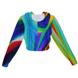 Abstract Art Women’s Chiffon Cropped Zip Jacket – Lightweight Air Layer Coat thumbnail 1