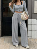 Drawstring Wide-Leg Sweatpants thumbnail 4
