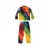 Women's Satin Pajama Set — Colorful Abstract Wave Print Sleepwear thumbnail 3