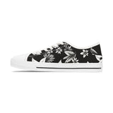 Low Top Sneakers — Black & White Floral Canvas Women's Casual Shoes thumbnail 5