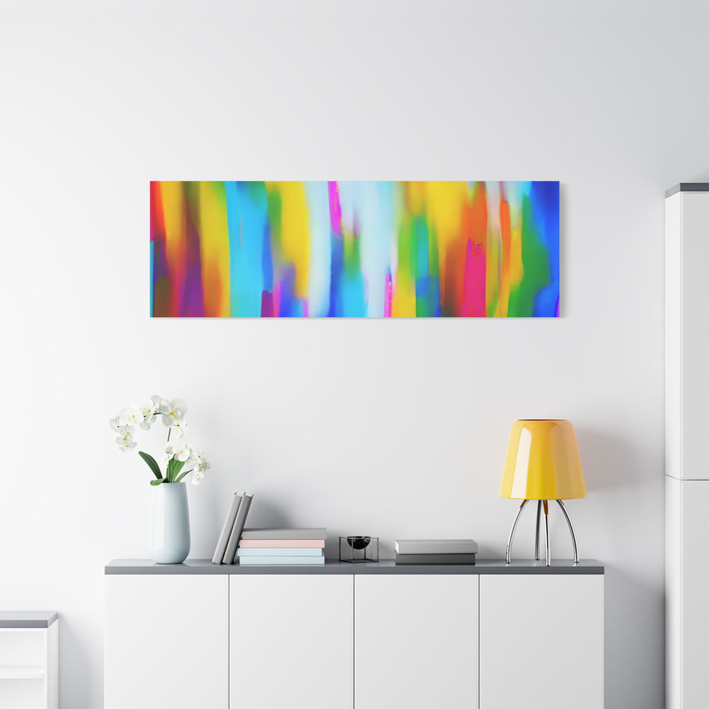 Abstract Rainbow Waves Matte Canvas Print — Vibrant Colorful Wall Art