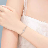 925 Sterling Silver Zircon Star Chain Bracelet thumbnail 1