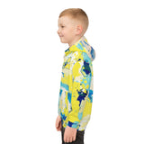 Kids Abstract Watercolor Hoodie – Blue & Yellow All-Over Print thumbnail 9