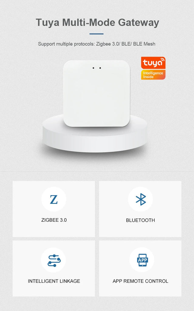 Tuya Wireless Smart Multi-Mode Gateway Hub – Bluetooth & ZigBee Mesh, Smart Life App, Alexa & Google Home Compatible