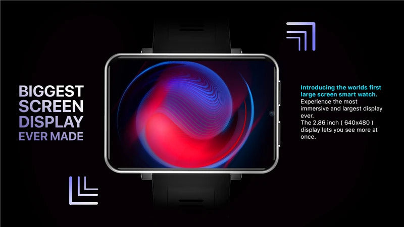 DM100 4G Smart Watch Phone 2.86” Screen Android 7.1 OS 3GB RAM 32GB ROM 5MP Camera 2700mAh Battery