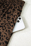 Leopard Print Elastic High Waist Loose Corduroy Pants thumbnail 8