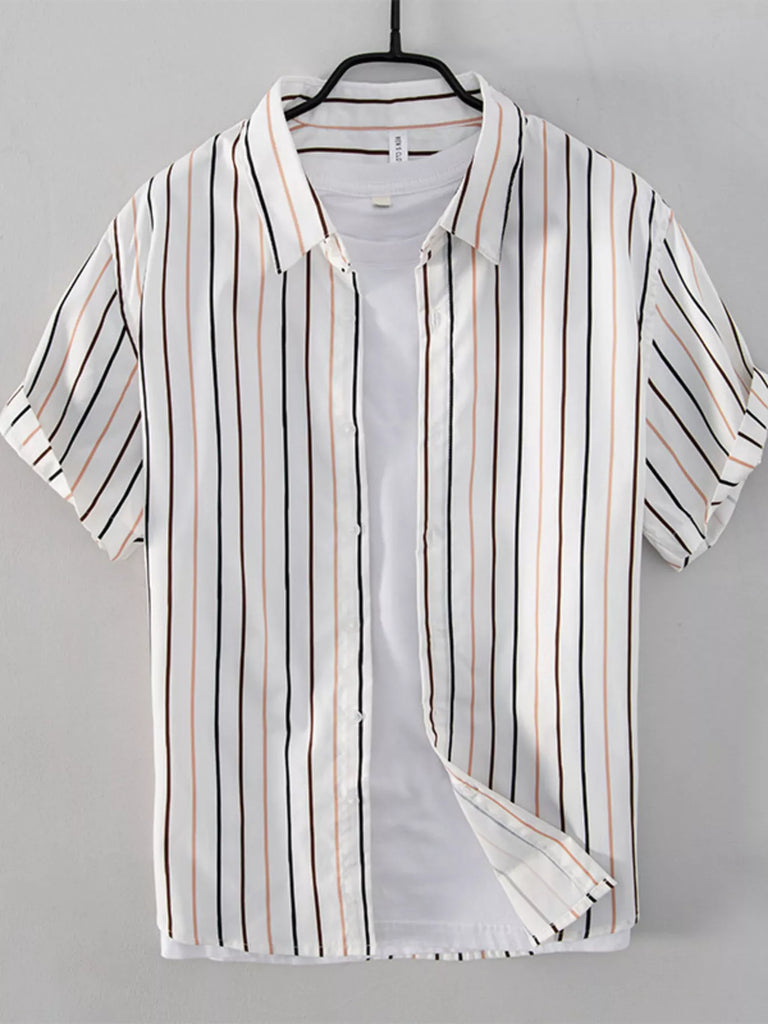 Men's Plus Size Striped Button Up Shirt