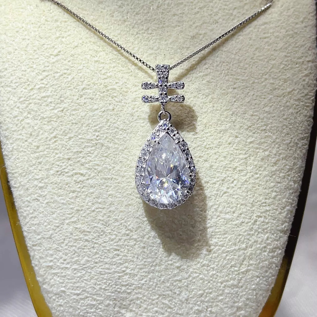 3 Carat 925 Sterling Silver Moissanite Pendant Necklace