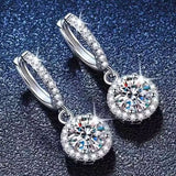 1 Carat 925 Sterling Silver Moissanite Hoop Drop Earrings thumbnail 5
