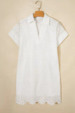 Solid Color Eyelet Embroidered T Shirt Mini Dress thumbnail 7