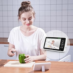 5-Inch Video Baby Monitor with Camera and Audio, 4X Zoom, 22Hrs Battery, 1000ft Range, 2-Way Audio, Temperature Sensor & Lullaby