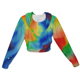 Women’s Watercolor Art Cropped Chiffon Jacket – Zip-Up Lightweight Printed Coat thumbnail 1