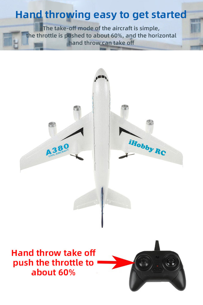 A380 Airbus RC Airplane – 2.4GHz Foam Fixed Wing RC Plane Easy Fly RTF Model