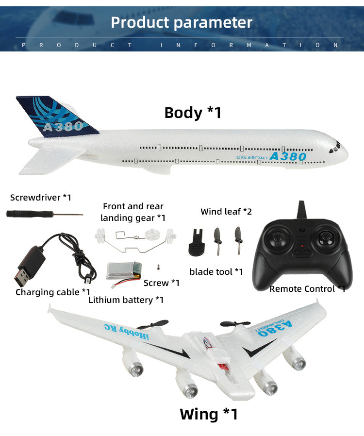 A380 Airbus RC Airplane – 2.4GHz Foam Fixed Wing RC Plane Easy Fly RTF Model