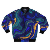 Blue & Gold Marble Bomber Jacket thumbnail 1
