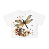 Dragonfly Floral Crop Tee — Vintage Botanical Summer Top thumbnail 3