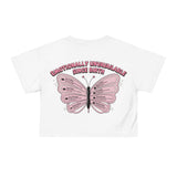 Emotionally Unavailable Since Birth Crop Tee — Pink Butterfly Graphic thumbnail 3