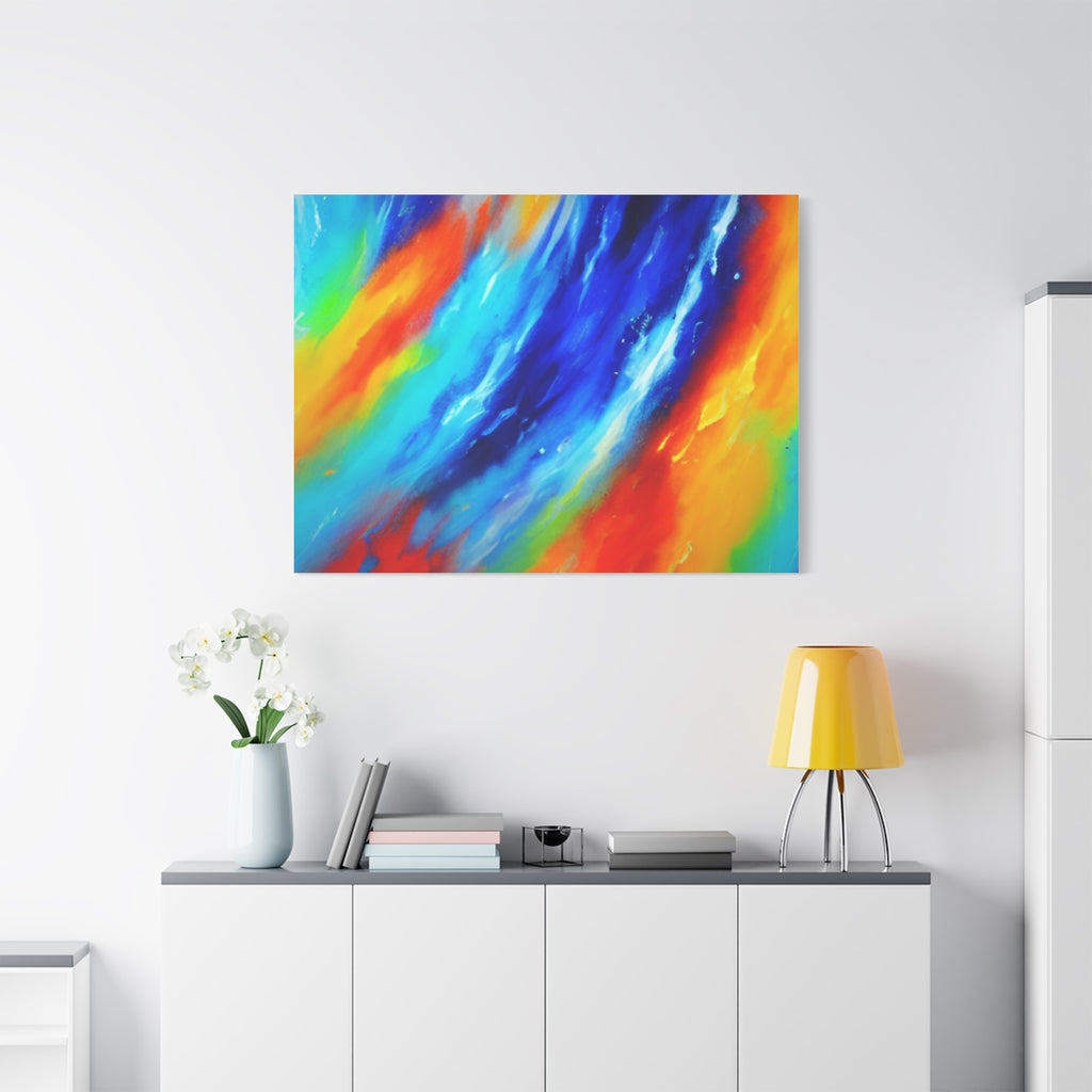 Abstract Rainbow Wave Matte Canvas Print — Vibrant Stretched Wall Art