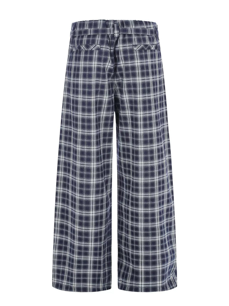 Men's Plaid Wide-Leg Pants