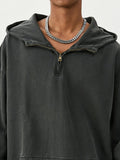 Men's Washed Quarter-Zip Hoodie with Kangaroo Pocket thumbnail 4