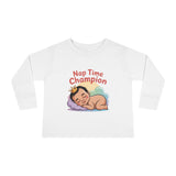 Toddler Long Sleeve Tee — "Nap Time Champion" Cute Sleeping Baby Shirt thumbnail 2