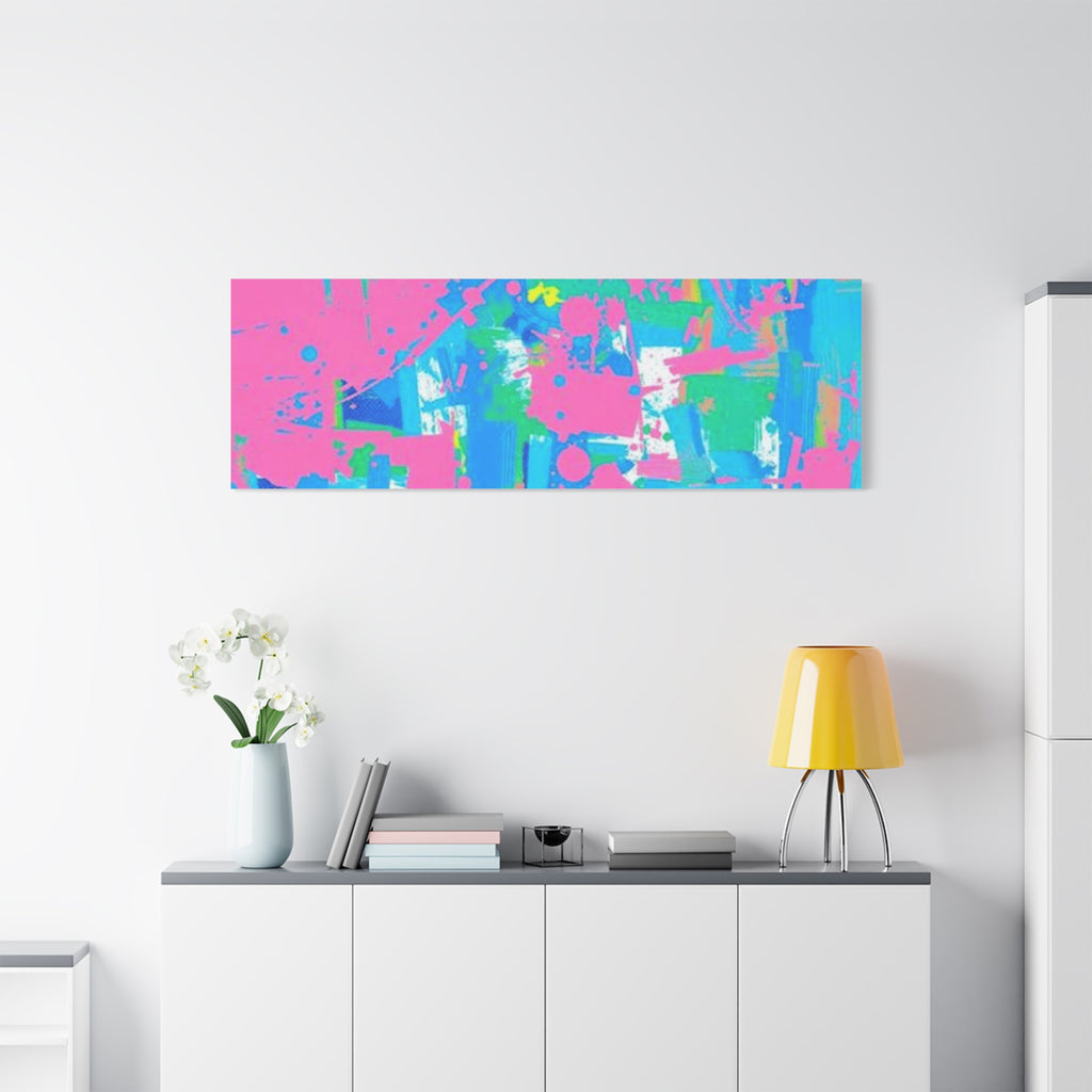 Neon Splash Abstract Canvas Print – Bright Pink & Aqua Modern Wall Art